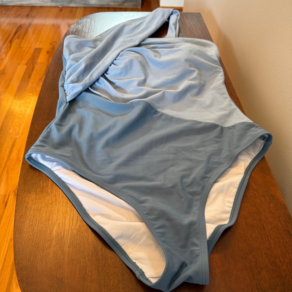 NWT Cupshe One ShoulderTummy Control One-Piece Swimsuit | Blue | Size Large - Picture 2 of 5
